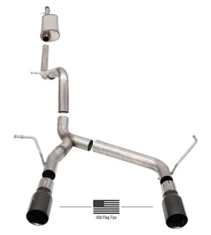 Jeep Wrangler JLU Performance Exhaust - CORSA Performance - Sport Cat-Back, Dual Rear Exit, RSC Technology - Black - `18-`25